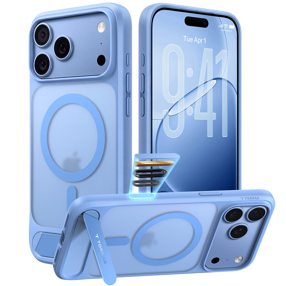 Husa de protectie Torras Ostand L1 Guardian compatibil cu iPhone 18 Pro Max / iPhone 17 Pro Max, Albastru
