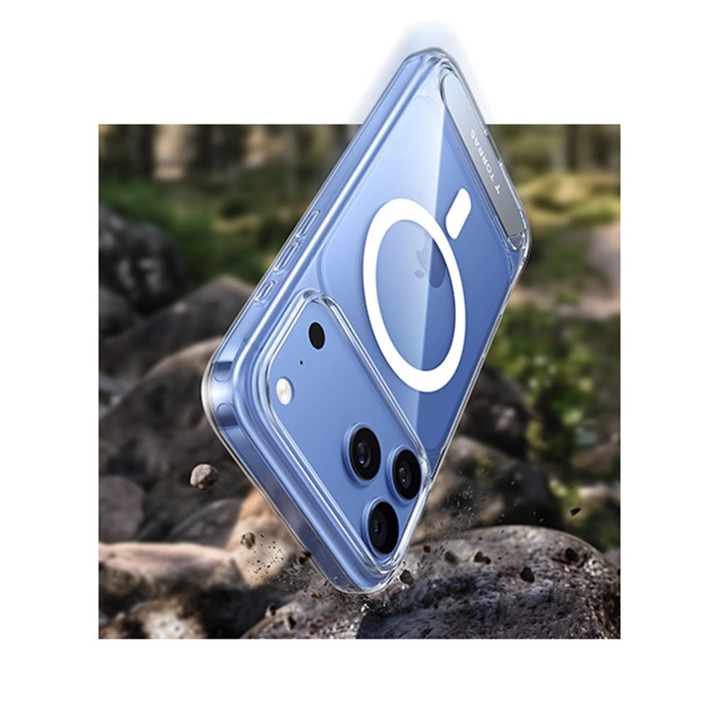 Husa de protectie Torras Ostand L1 Guardian compatibil cu iPhone 17 Pro / iPhone 18 Pro, Transparent