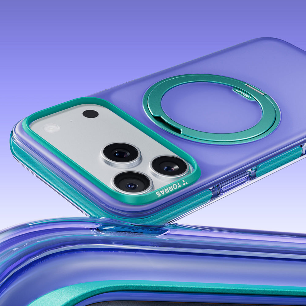 Husa de protectie Torras Ostand O3 compatibil cu iPhone 18 Pro / iPhone 17 Pro, Albastru