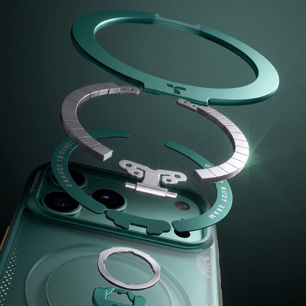 Husa de protectie Torras Ostand Q3 Air Series compatibil cu iPhone 18 Pro / iPhone 17 Pro, Verde