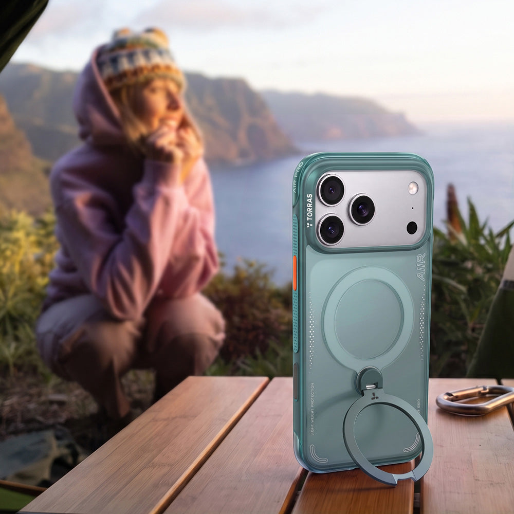 Husa de protectie Torras Ostand Q3 Air Series compatibil cu iPhone 18 Pro / iPhone 17 Pro, Verde
