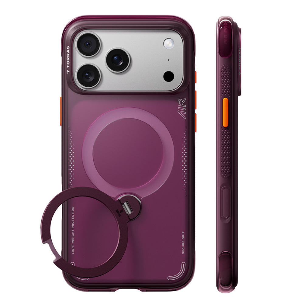 Husa de protectie Torras Ostand Q3 Air Series compatibil cu iPhone 18 Pro / iPhone 17 Pro, Mov