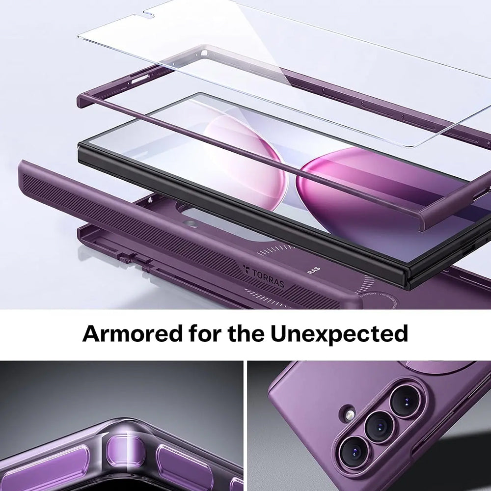 Husa de protectie Torras Ostand Q3 Spin compatibil cu Samsung Galaxy Z Fold8 Ultra, Mov