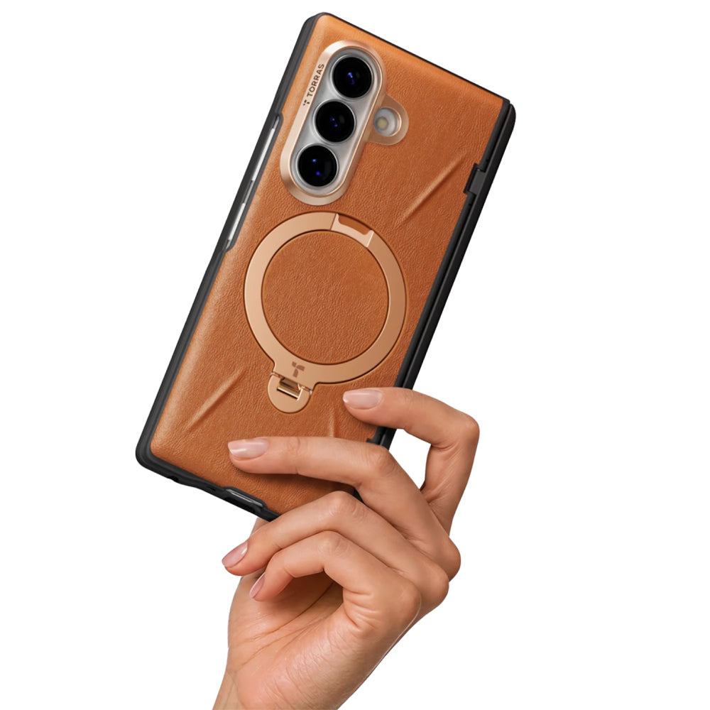 Husa de protectie Torras QPRO Leather Series compatibil cu Samsung Galaxy Z Fold8 Ultra, Maro