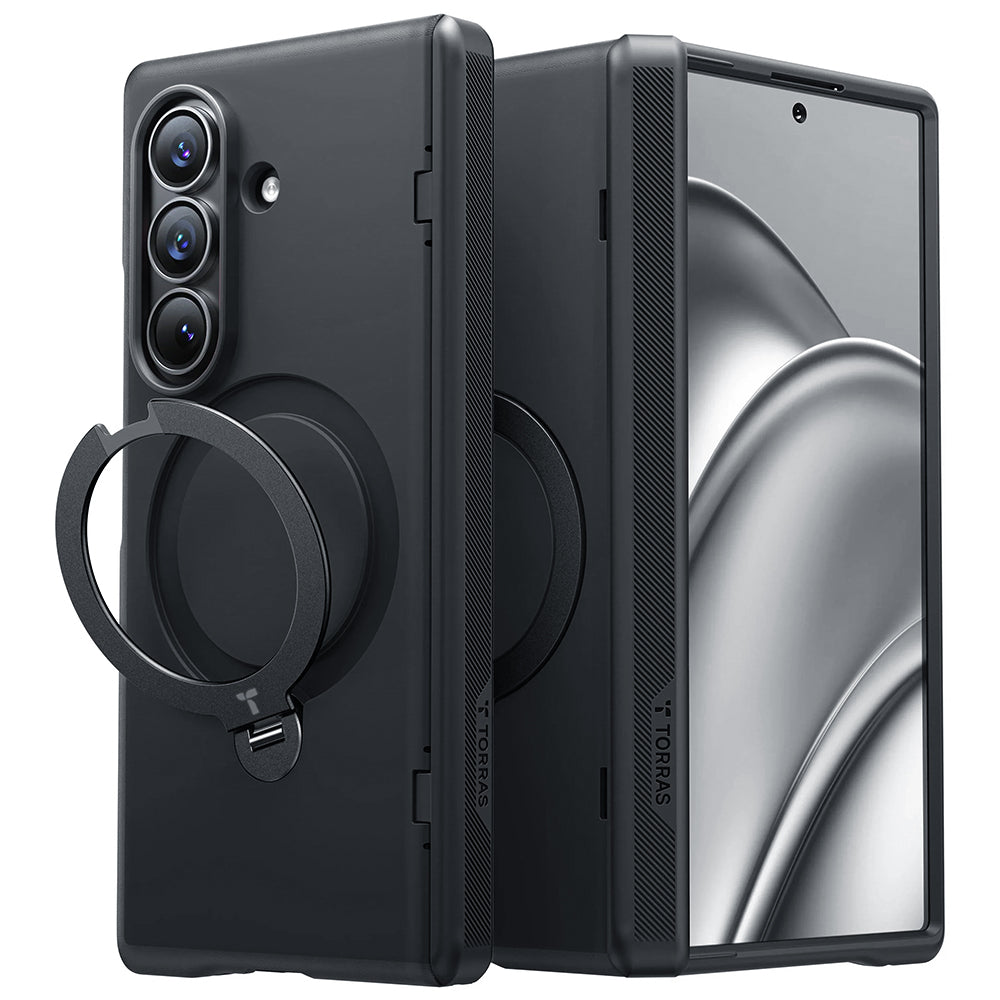 Husa de protectie Torras Ostand Q3 Spin compatibil cu Samsung Galaxy Z Fold8 Ultra, Negru