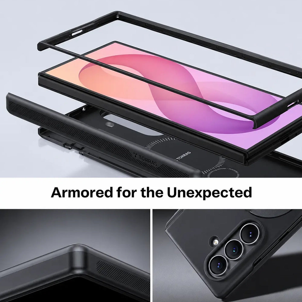 Husa de protectie Torras Ostand Q3 Spin compatibil cu Samsung Galaxy Z Fold8 Ultra, Negru