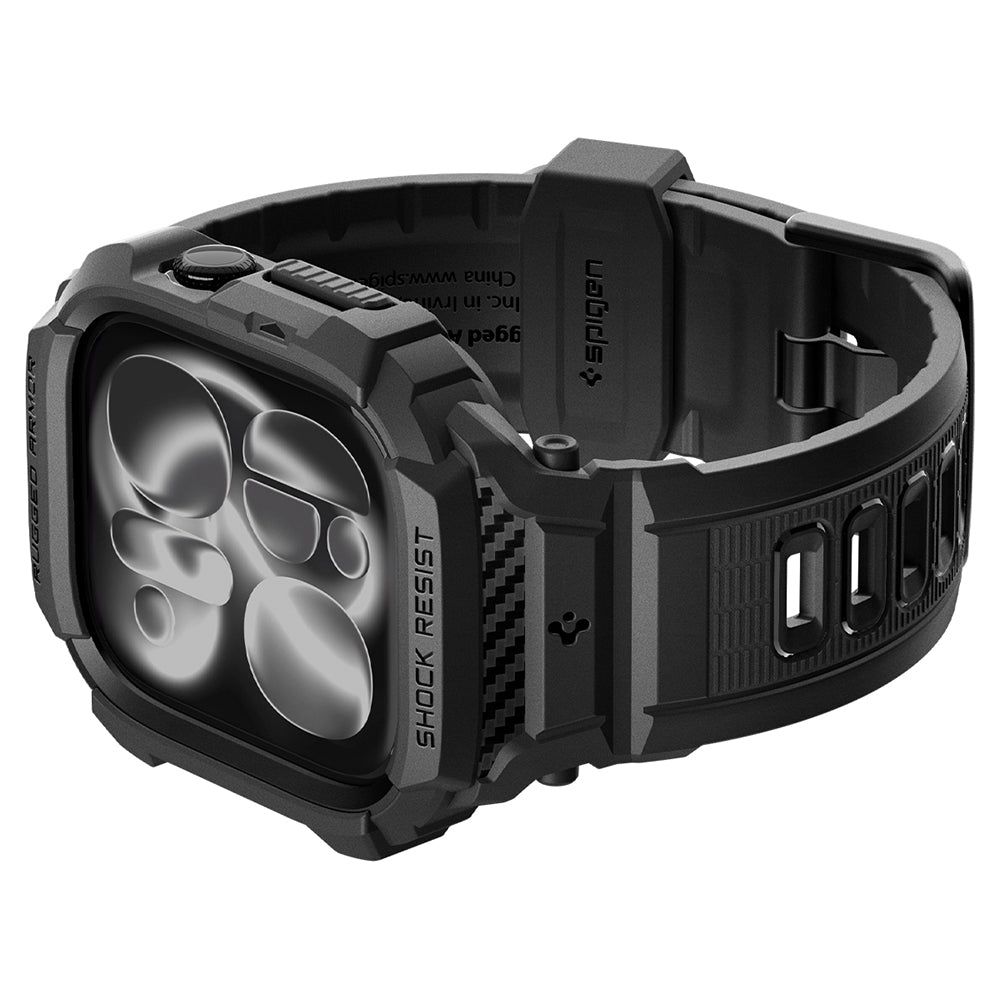 Curea smartwatch Spigen Rugged Armor Pro compatibil cu Apple Watch 12 42mm, Negru