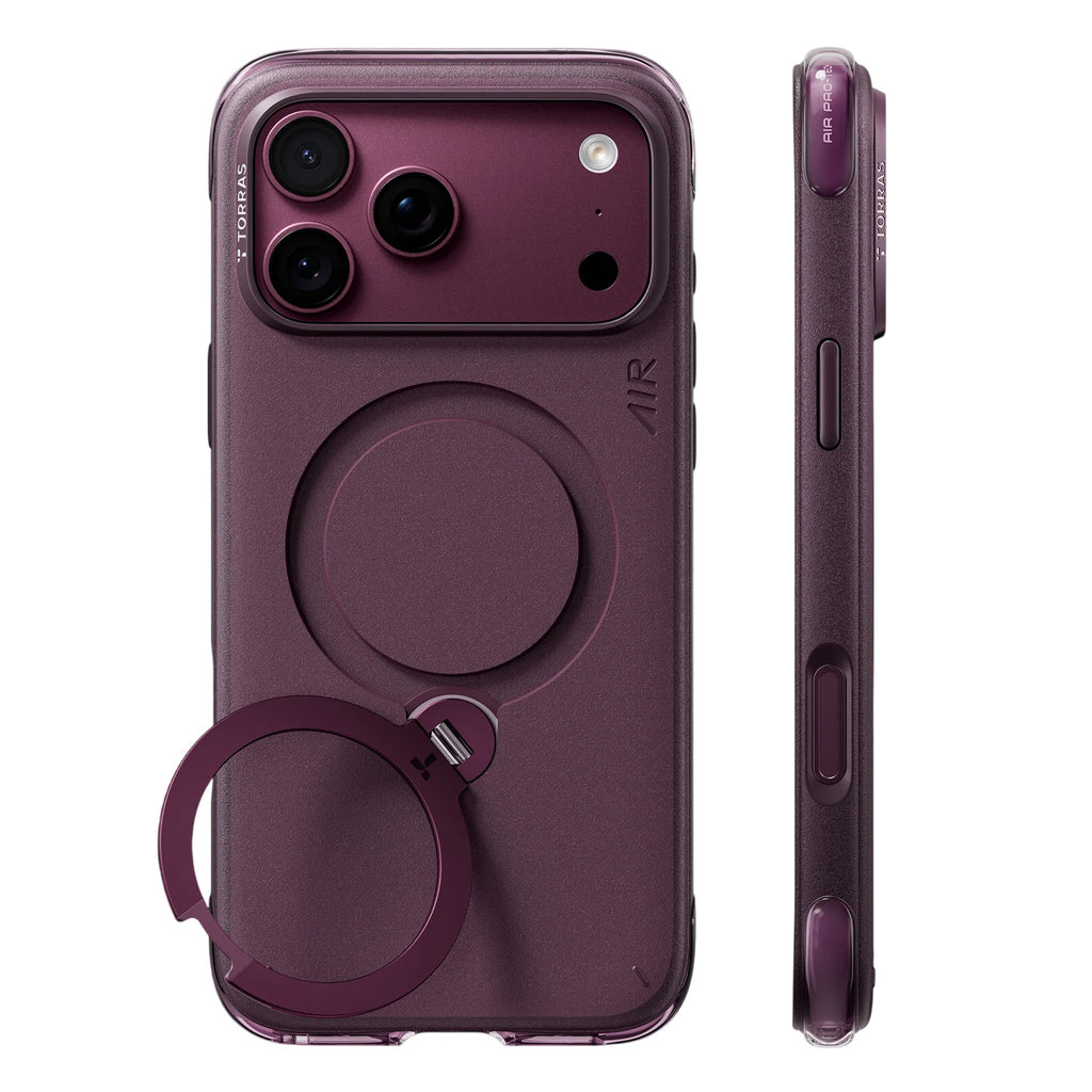 Husa de protectie Torras Ostand Q3 Air Essential compatibil cu iPhone 17 Pro Max / iPhone 18 Pro Max, Mov