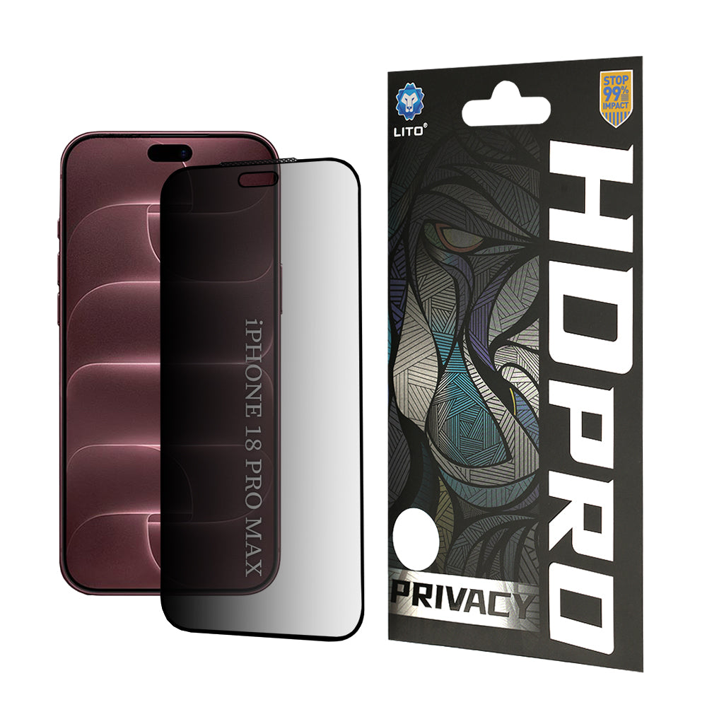 Folie de protectie Lito HD Pro Privacy compatibil cu iPhone 18 Pro Max, Negru