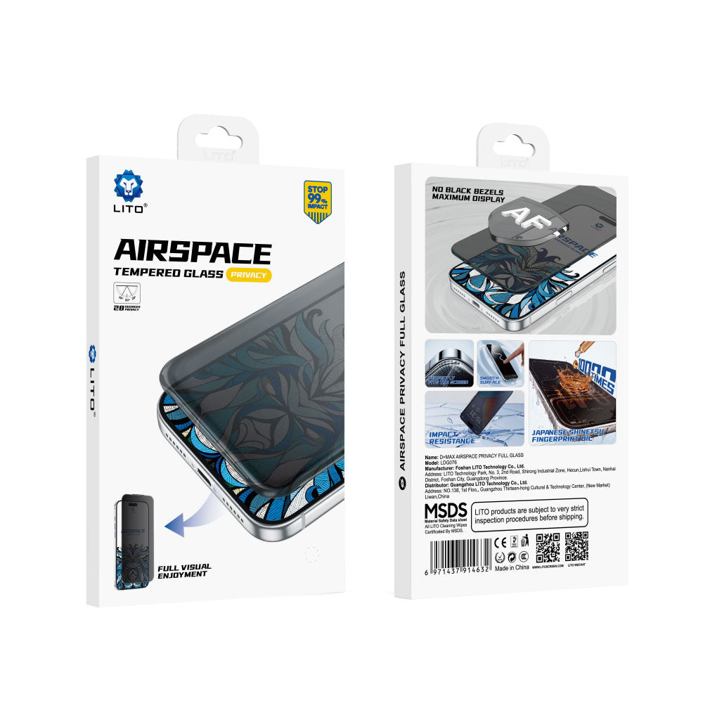 Folie de protectie Lito Airspace Border compatibil cu iPhone 18 Pro Max, Privacy