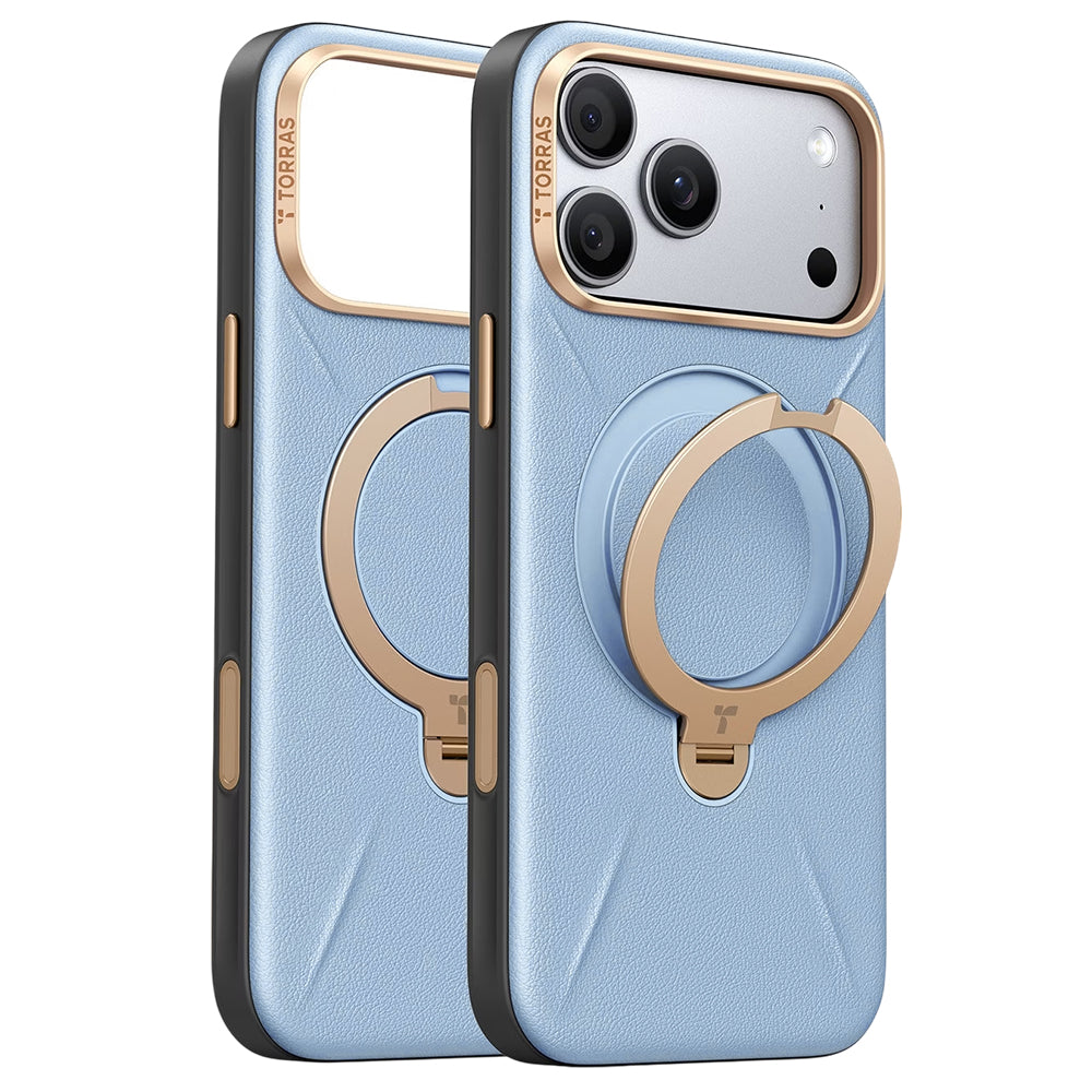 Husa de protectie Torras QPRO Leather Series compatibil cu iPhone 18 Pro Max / iPhone 17 Pro Max, Albastru