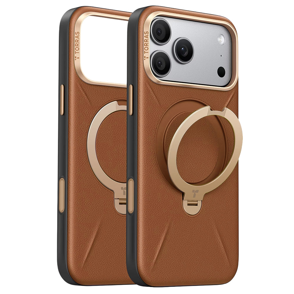 Husa de protectie Torras QPRO Leather Series compatibil cu iPhone 17 Pro / iPhone 18 Pro, Maro