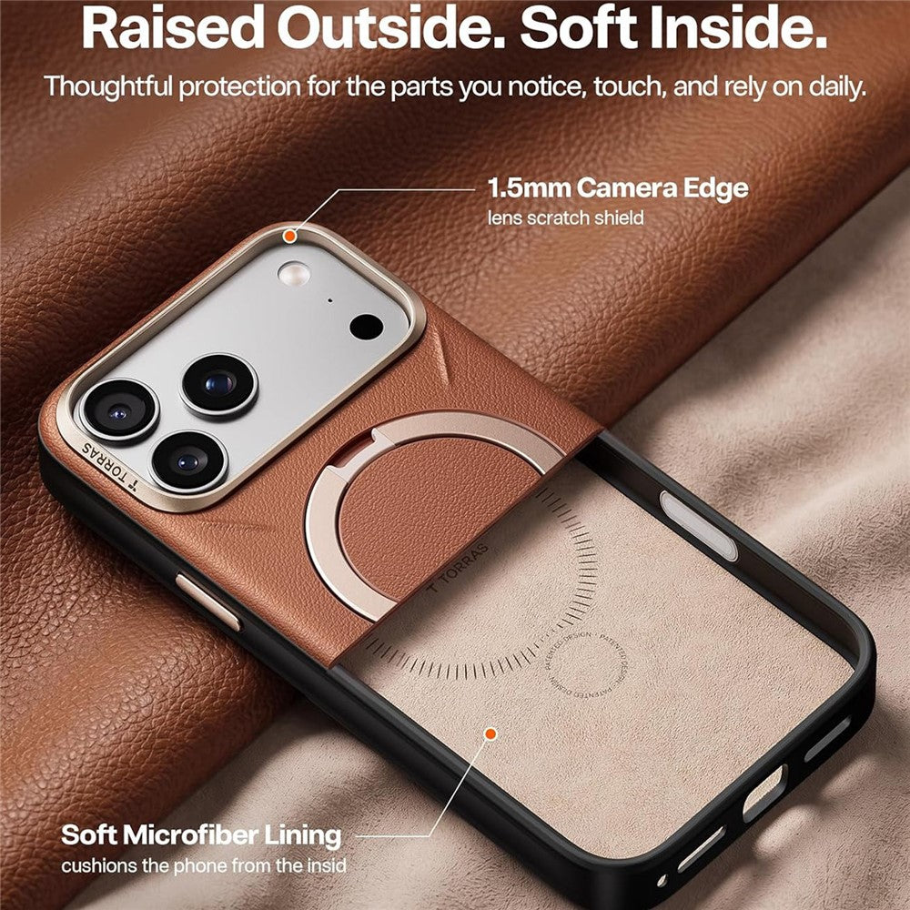 Husa de protectie Torras QPRO Leather Series compatibil cu iPhone 18 Pro Max / iPhone 17 Pro Max, Maro