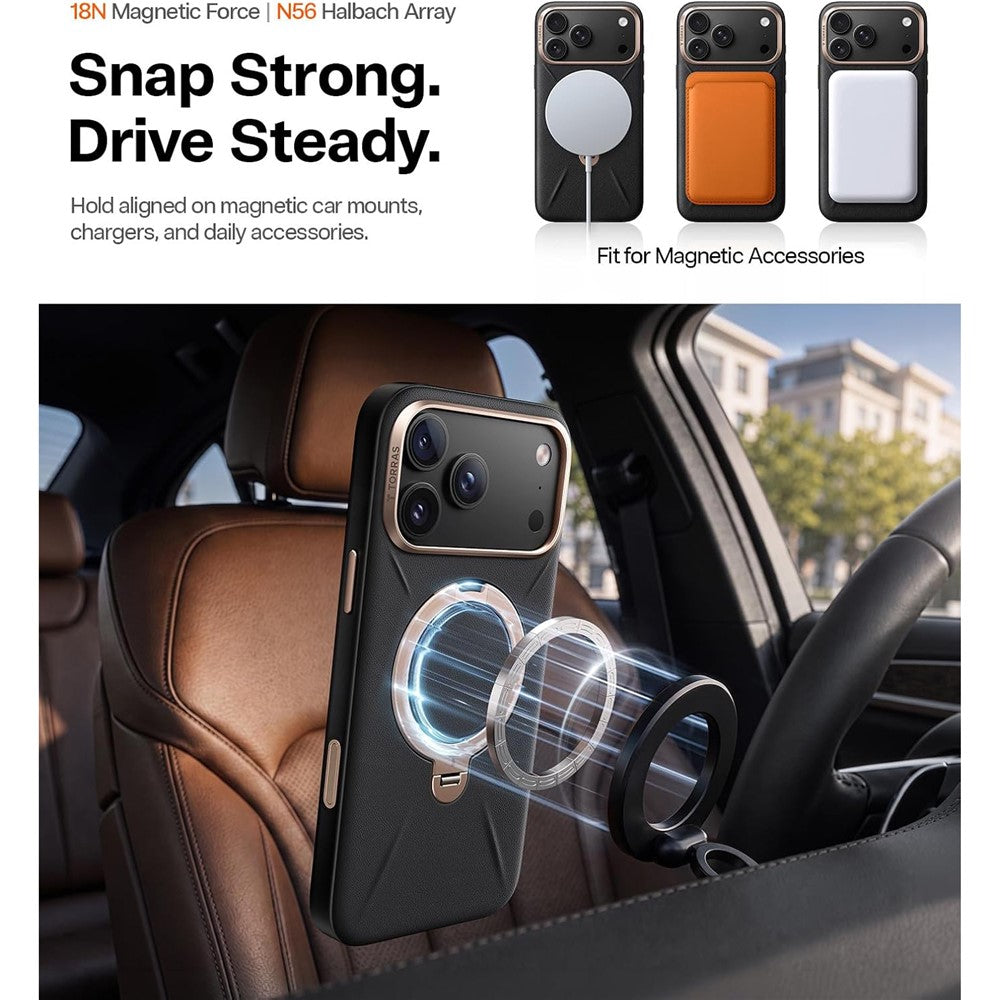 Husa de protectie Torras QPRO Leather Series compatibil cu iPhone 17 Pro / iPhone 18 Pro, Negru