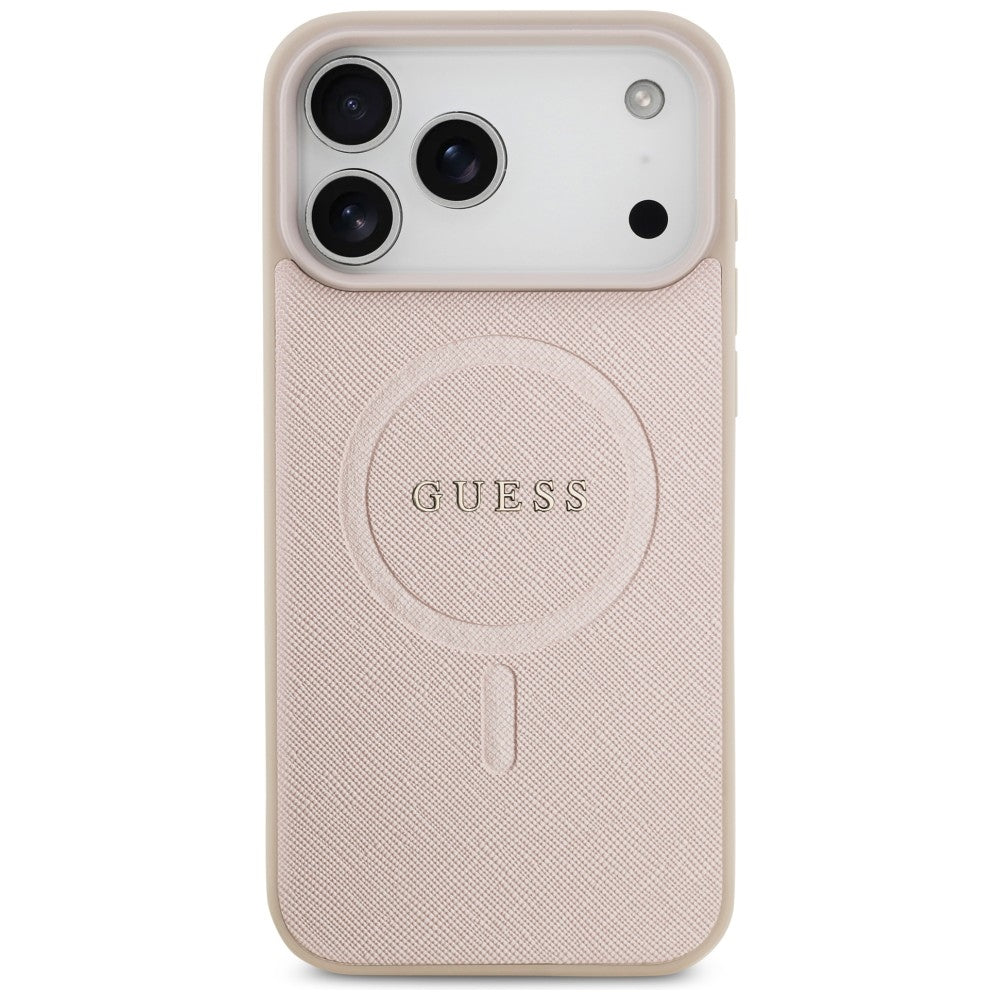Husa de protectie Guess Saffiano compatibil cu iPhone 18 Pro Max / iPhone 17 Pro Max, Roz