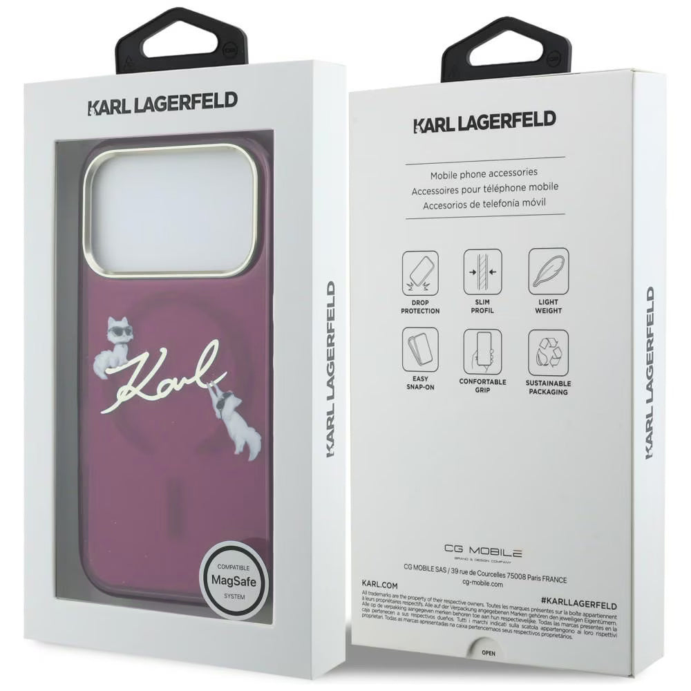 Husa de protectie Karl Lagerfeld compatibil cu iPhone 17 Pro Max / iPhone 18 Pro Max, Bordo
