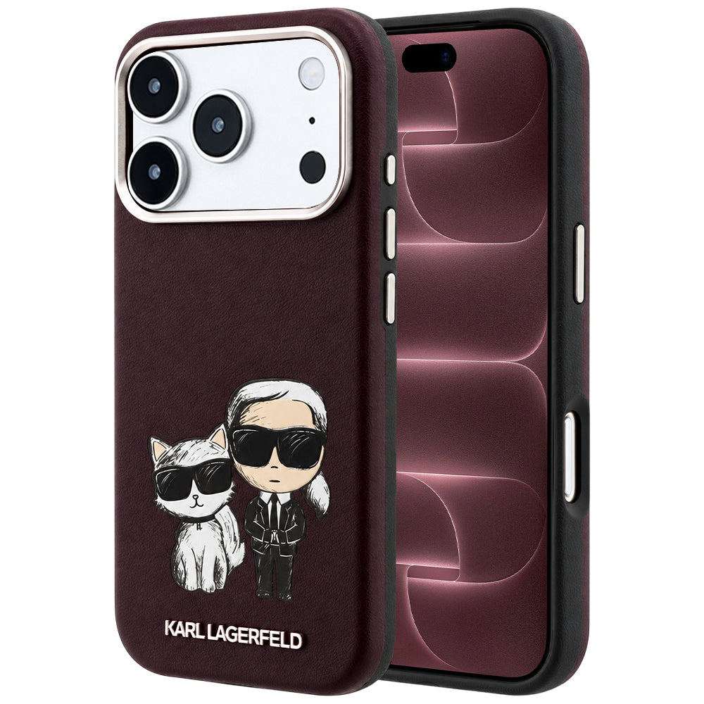Husa de protectie Karl Lagerfeld compatibil cu iPhone 17 Pro Max / iPhone 18 Pro Max, Roșu Burgundy