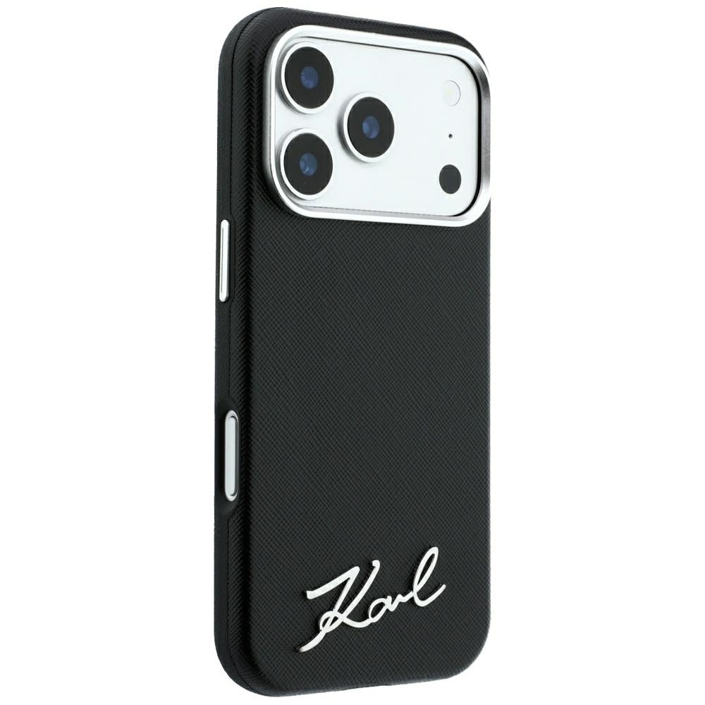Husa de protectie Karl Lagerfeld Saffiano compatibil cu iPhone 18 Pro / iPhone 17 Pro, Negru