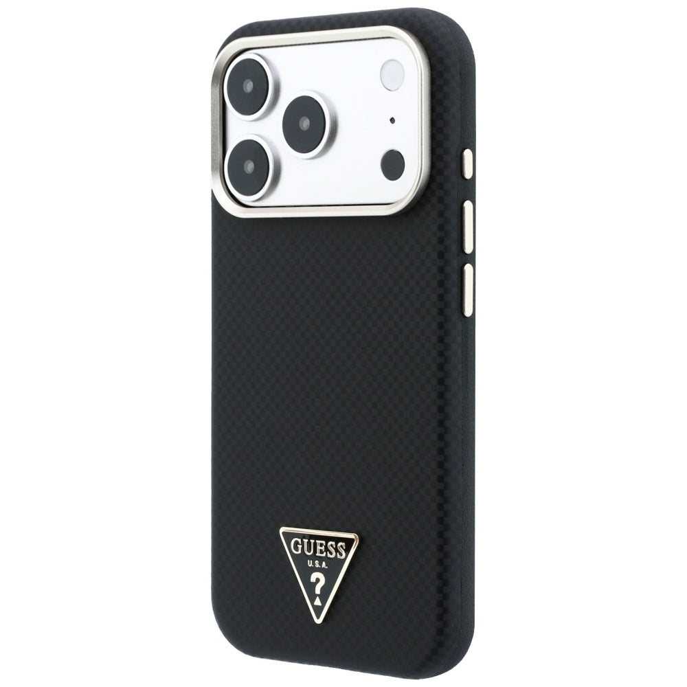 Husa de protectie Guess Kevlar Triangle Logo compatibil cu iPhone 18 Pro Max / iPhone 17 Pro Max, Negru