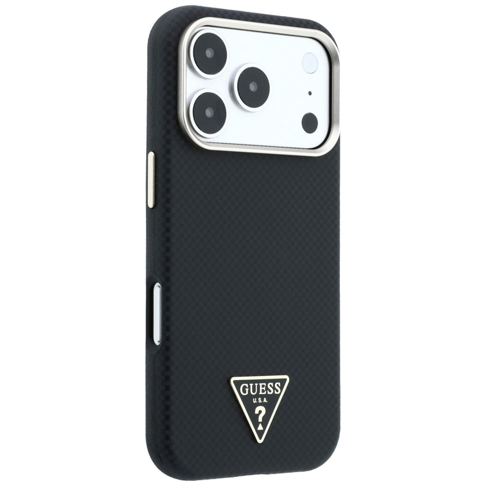 Husa de protectie Guess Kevlar Triangle Logo compatibil cu iPhone 18 Pro Max / iPhone 17 Pro Max, Negru
