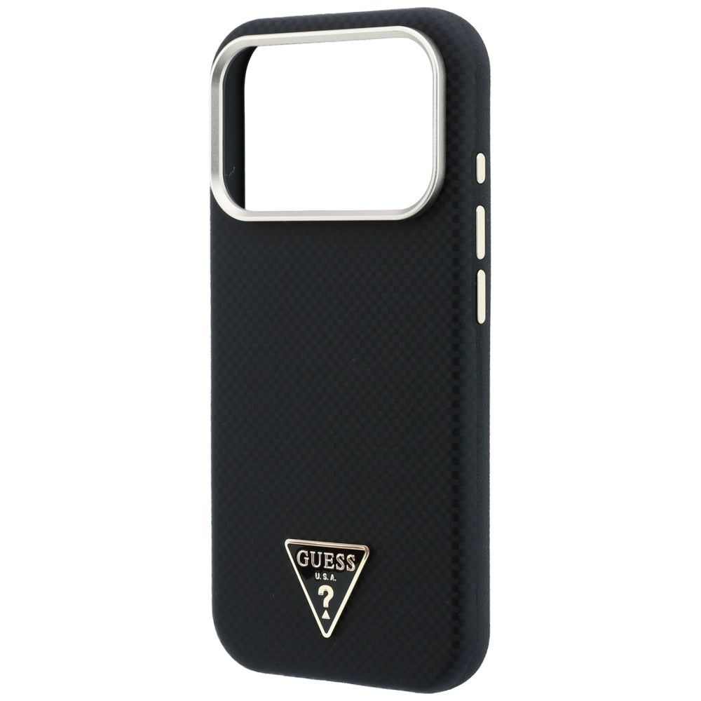 Husa de protectie Guess Kevlar Triangle Logo compatibil cu iPhone 18 Pro Max / iPhone 17 Pro Max, Negru