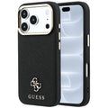 Husa de protectie Guess Saffiano Small 4G compatibil cu iPhone 17 Pro / iPhone 18 Pro, Negru