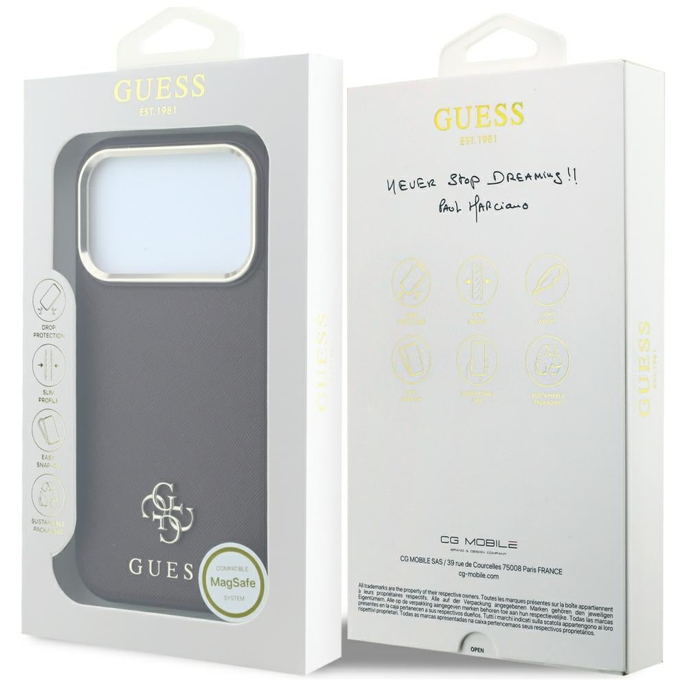 Husa de protectie Guess Saffiano compatibil cu iPhone 17 Pro Max / iPhone 18 Pro Max, Bordo