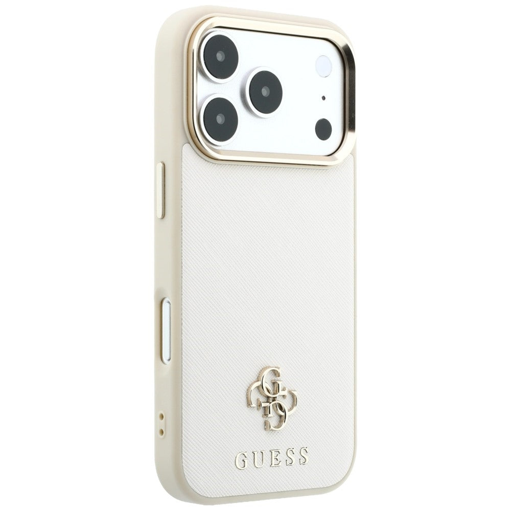 Husa de protectie Guess Saffiano Small 4G Classic MagSafe compatibil cu iPhone 18 Pro / iPhone 17 Pro, Bej