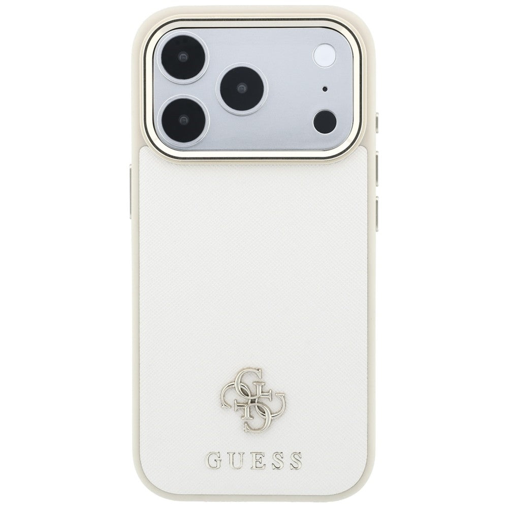 Husa de protectie Guess Saffiano Small 4G Classic MagSafe compatibil cu iPhone 18 Pro / iPhone 17 Pro, Bej