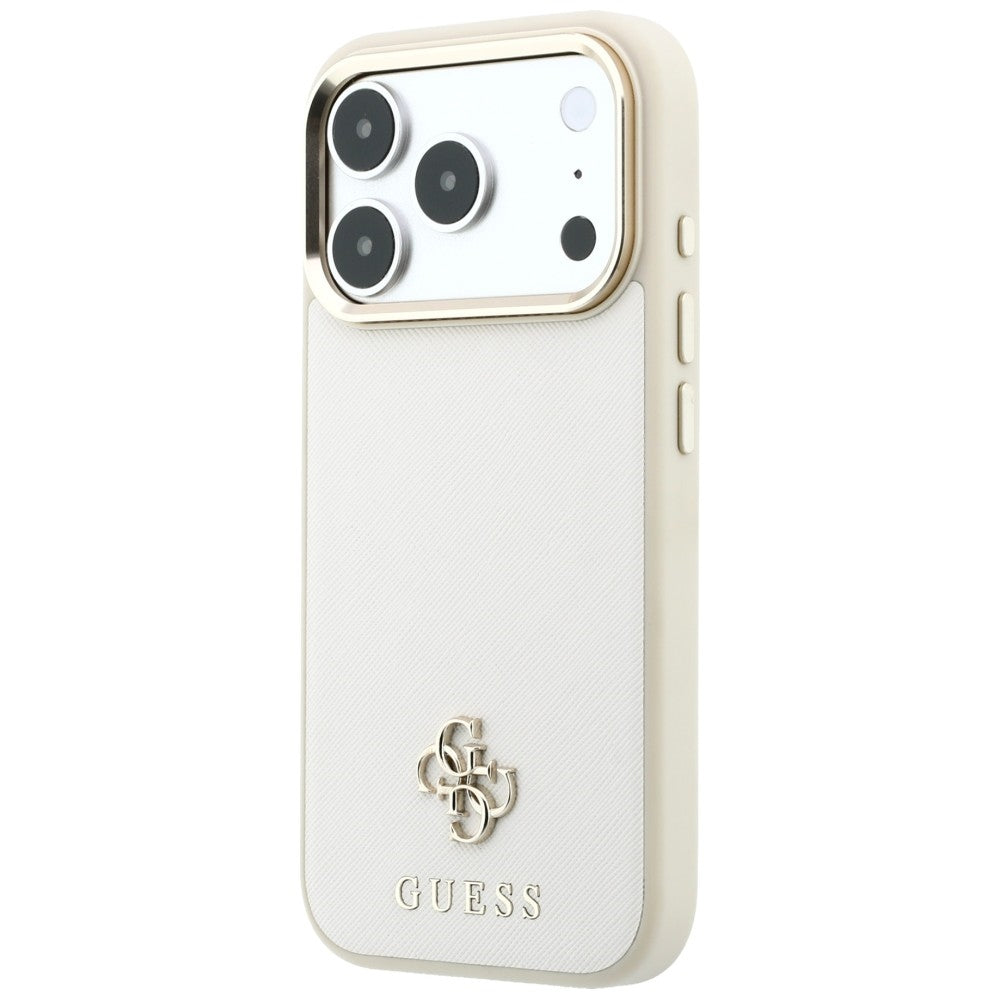 Husa de protectie Guess Saffiano Small 4G Classic MagSafe compatibil cu iPhone 18 Pro / iPhone 17 Pro, Bej