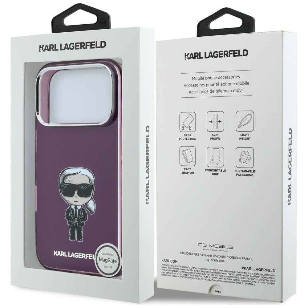 Husa de protectie Karl Lagerfeld IML Ikonik compatibil cu iPhone 17 Pro Max / iPhone 18 Pro Max, Bordo