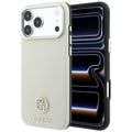 Husa de protectie Guess Grained Leather Round Strass Logo MagSafe compatibil cu iPhone 18 Pro Max / iPhone 17 Pro Max, Bej
