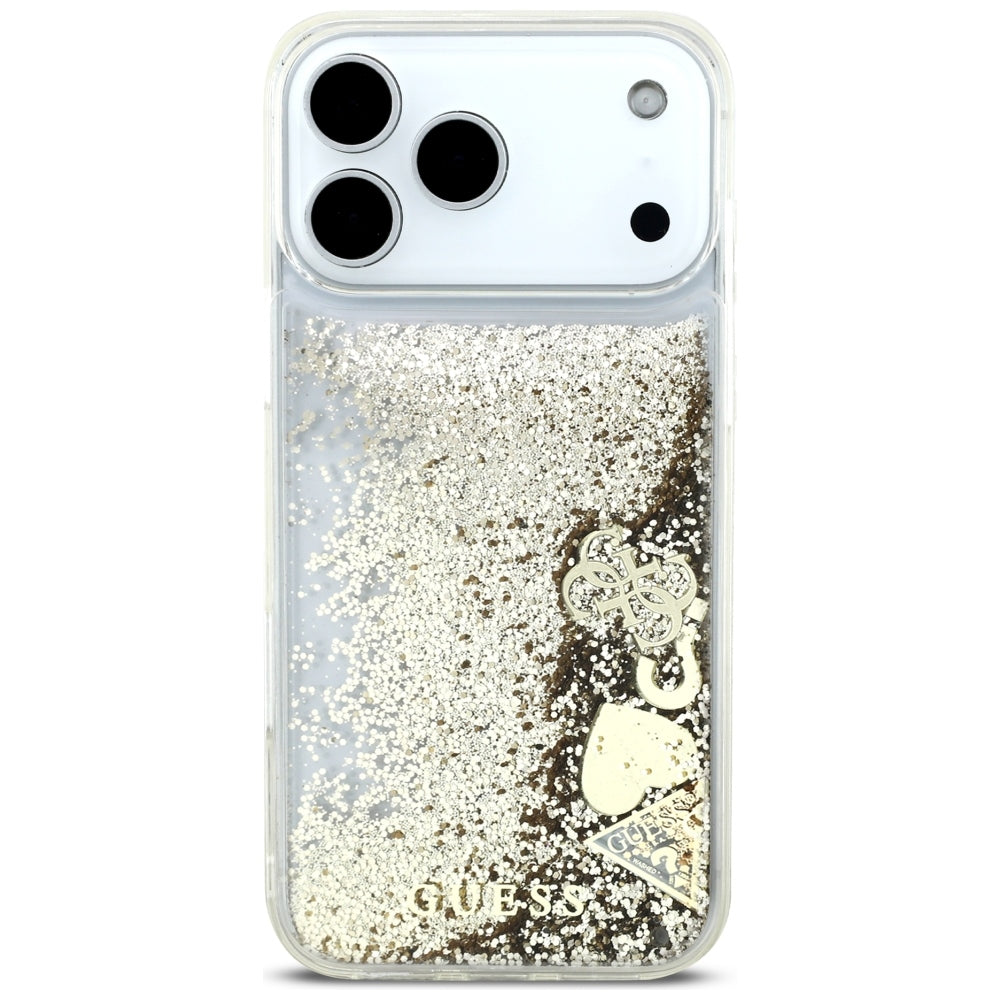 Husa de protectie Guess Liquid Glitter Charms compatibil cu iPhone 18 Pro Max / iPhone 17 Pro Max, Auriu