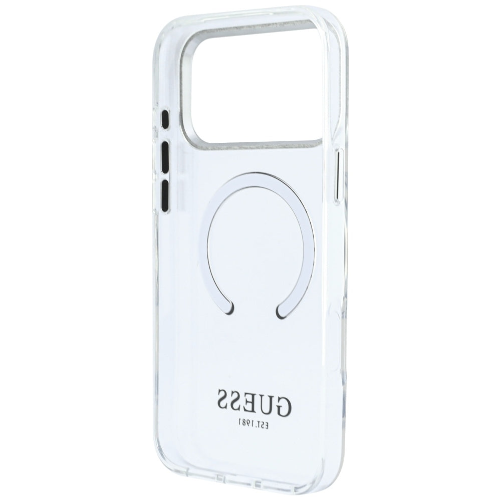 Husa de protectie Guess Metal Outline MagSafe compatibil cu iPhone 18 Pro Max / iPhone 17 Pro Max, Argintiu