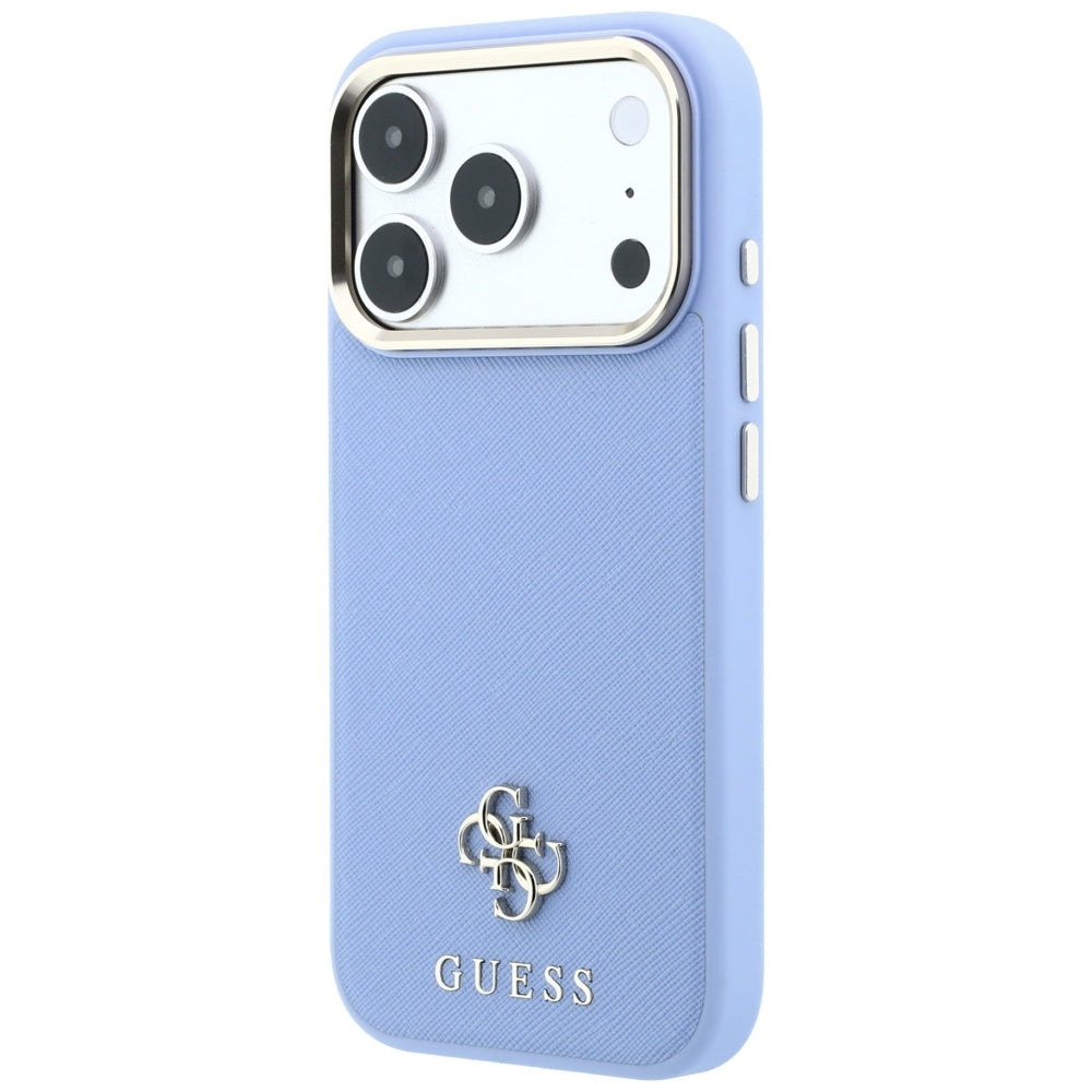 Husa de protectie Guess Saffiano Small 4G compatibil cu iPhone 18 Pro / iPhone 17 Pro, Albastru