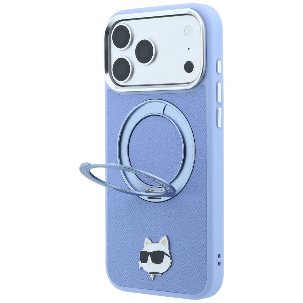 Husa de protectie Karl Lagerfeld Saffiano Ring Stand 360 compatibil cu iPhone 18 Pro Max / iPhone 17 Pro Max, Albastru