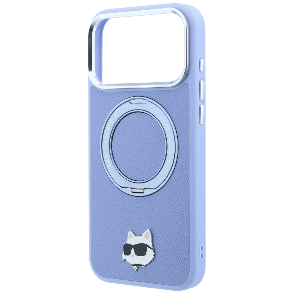 Husa de protectie Karl Lagerfeld Saffiano Ring Stand 360 compatibil cu iPhone 18 Pro Max / iPhone 17 Pro Max, Albastru
