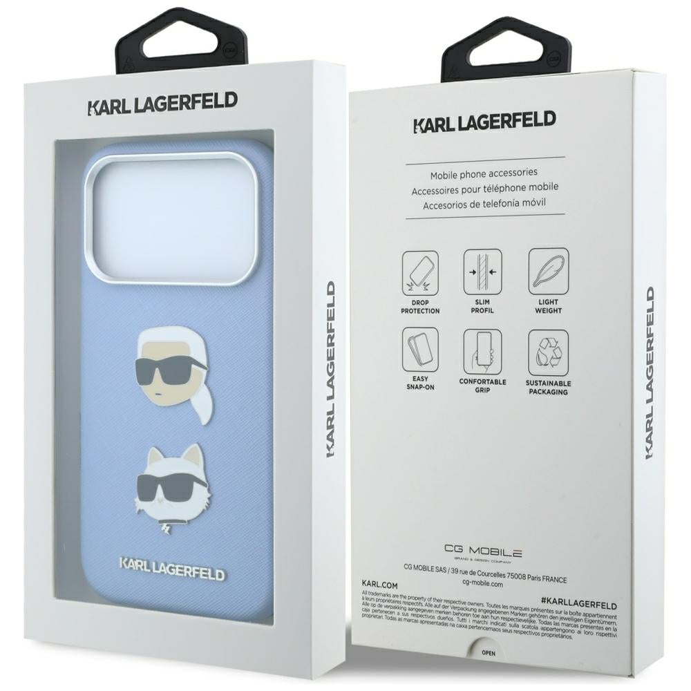 Husa de protectie Karl Lagerfeld Saffiano compatibil cu iPhone 18 Pro / iPhone 17 Pro, Albastru