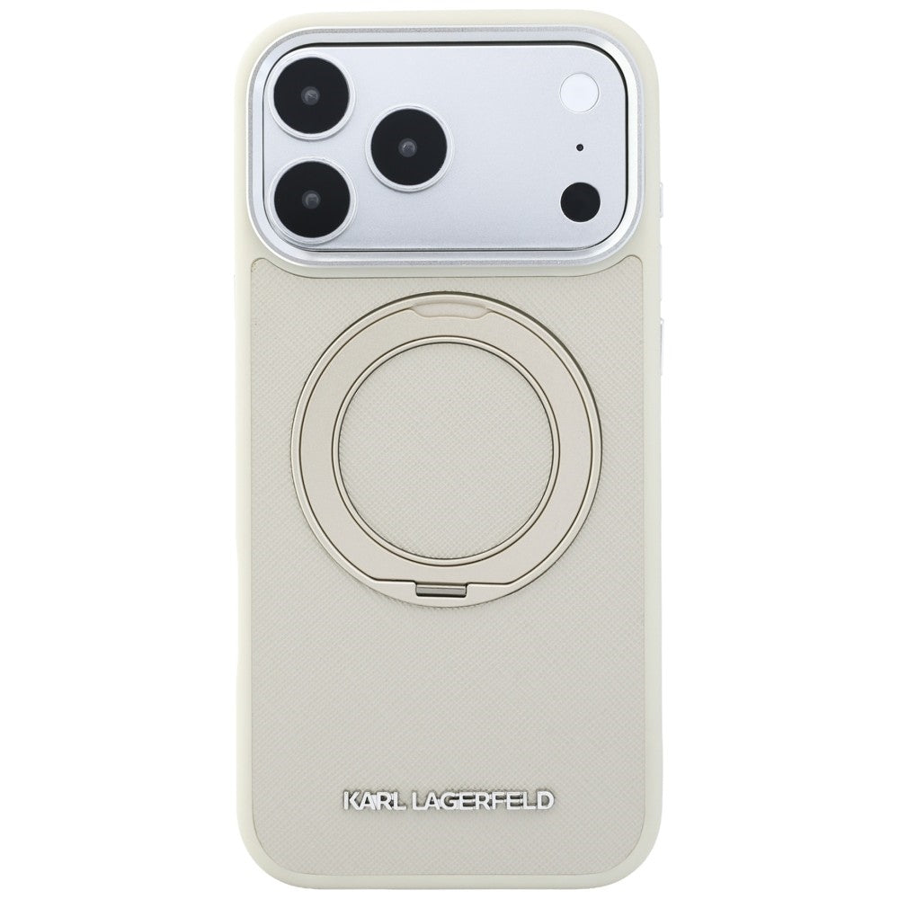 Husa de protectie Karl Lagerfeld Saffiano compatibil cu iPhone 18 Pro Max / iPhone 17 Pro Max, Bej