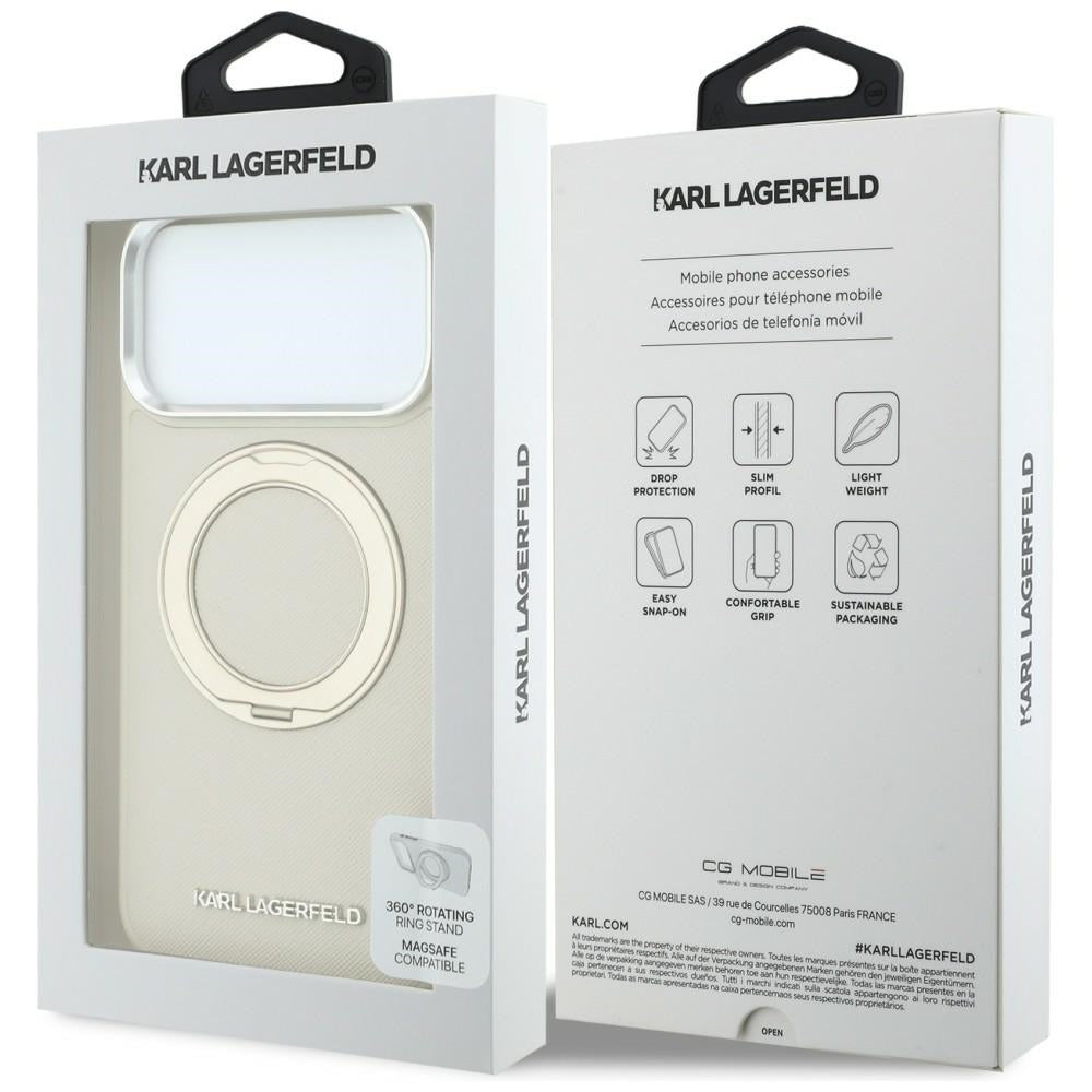 Husa de protectie Karl Lagerfeld Saffiano compatibil cu iPhone 18 Pro Max / iPhone 17 Pro Max, Bej