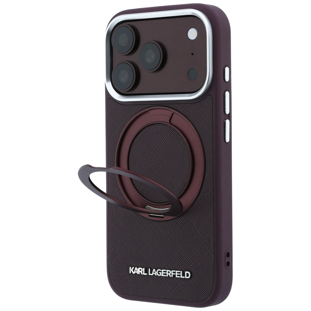 Husa de protectie Karl Lagerfeld Saffiano compatibil cu iPhone 17 Pro / iPhone 18 Pro, Bordo