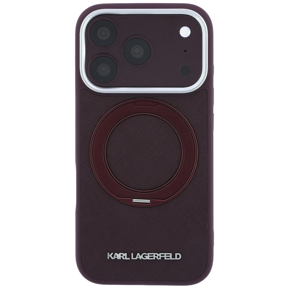 Husa de protectie Karl Lagerfeld Saffiano compatibil cu iPhone 17 Pro / iPhone 18 Pro, Bordo