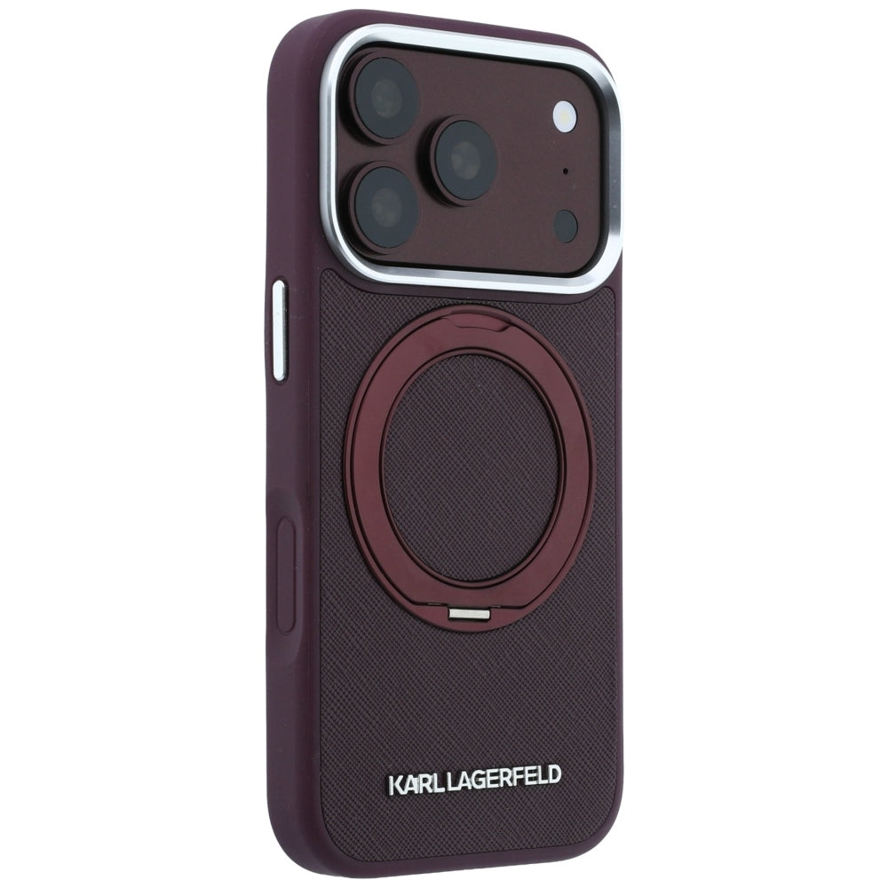 Husa de protectie Karl Lagerfeld Saffiano compatibil cu iPhone 17 Pro / iPhone 18 Pro, Bordo