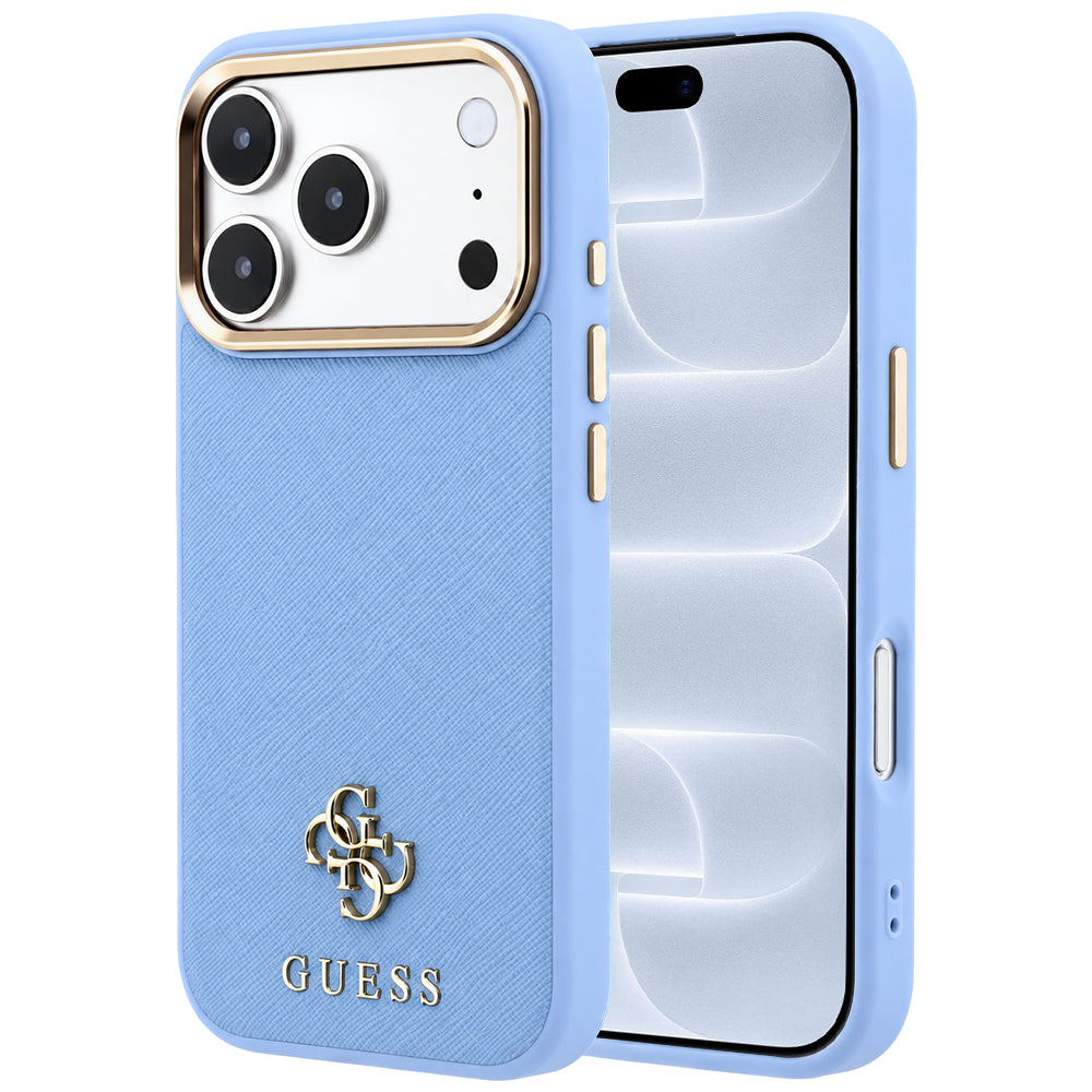 Husa de protectie Guess Saffiano Small 4G compatibil cu iPhone 18 Pro / iPhone 17 Pro, Albastru