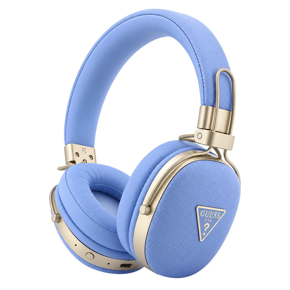 Casti Wireless Guess Grained Triangle Logo (GUBHP72PGTCSB), Bluetooth ENC, Albastru