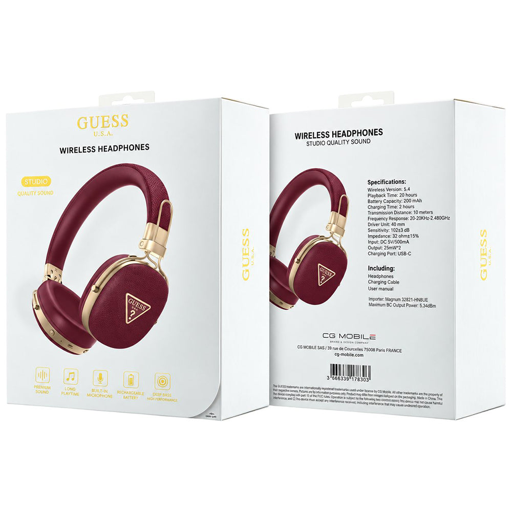 Casti Guess Grained Triangle Logo (GUOBHP72PGTCSU), Bluetooth, ENC, Bordo