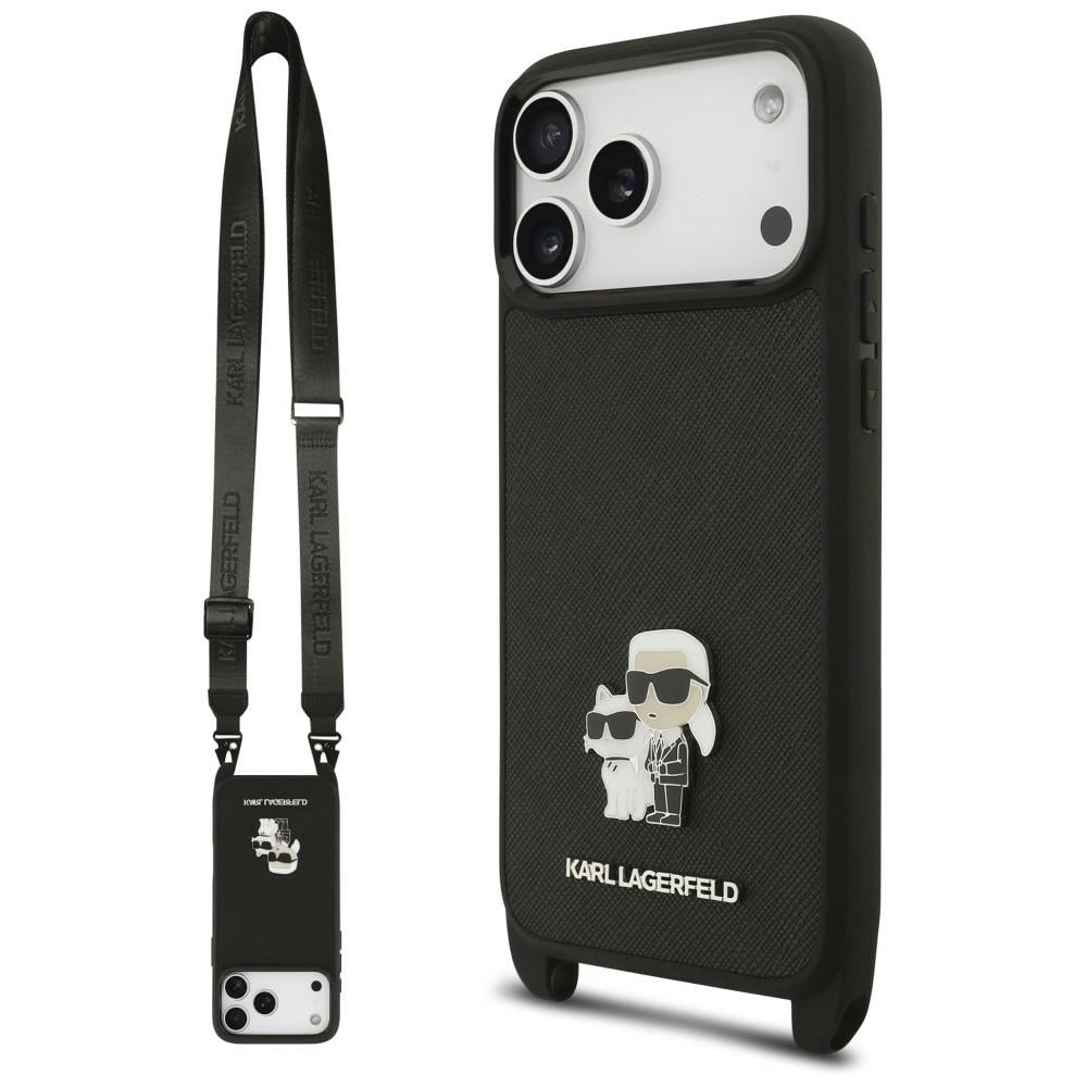 Husa de protectie Karl Lagerfeld Saffiano compatibil cu iPhone 18 Pro / iPhone 17 Pro, Negru