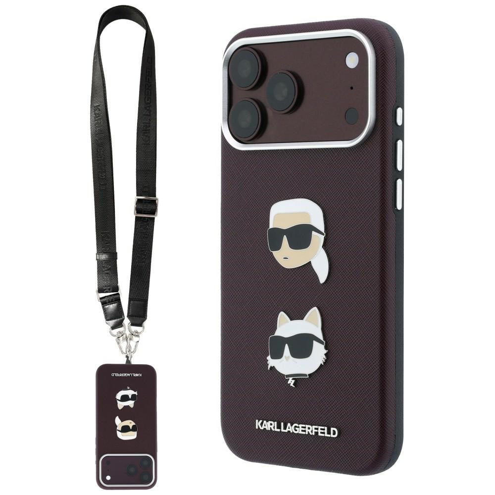 Husa de protectie Karl Lagerfeld Saffiano compatibil cu iPhone 18 Pro / iPhone 17 Pro, Bordo
