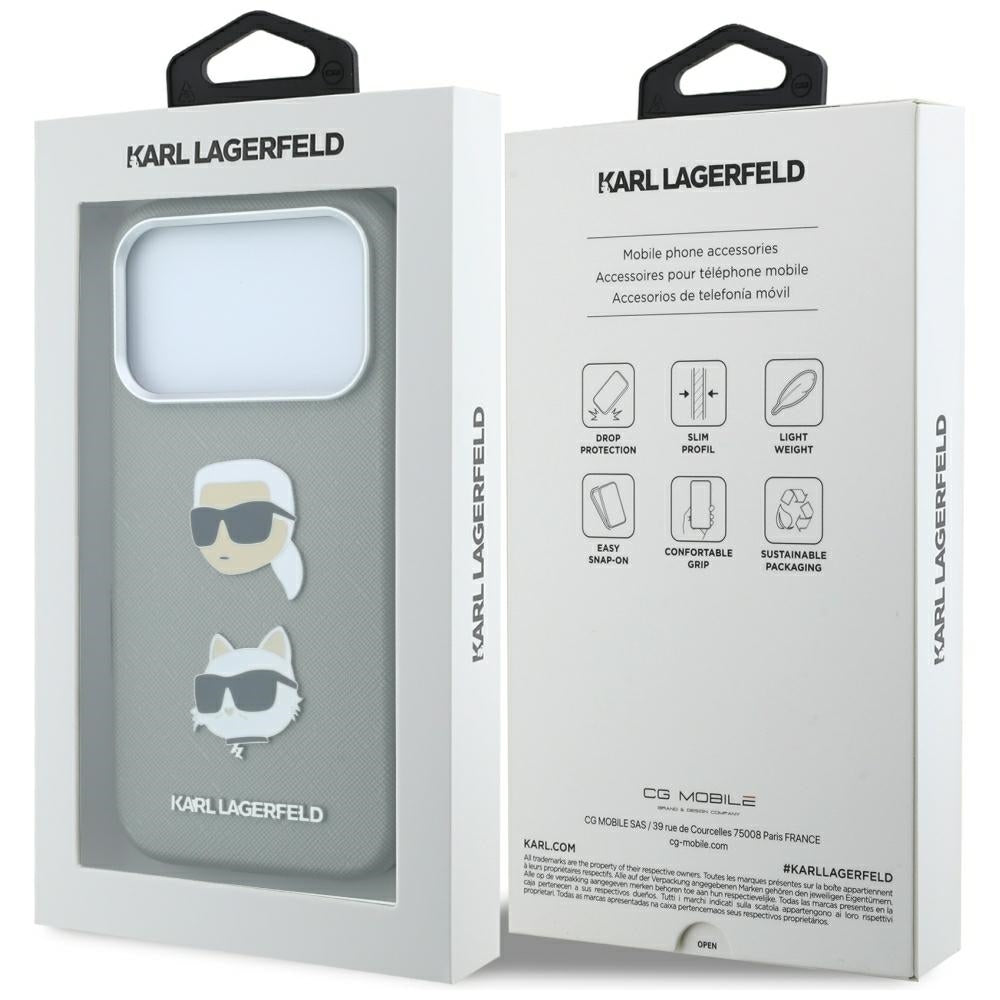 Husa de protectie Karl Lagerfeld Saffiano compatibil cu iPhone 18 Pro / iPhone 17 Pro, Gri