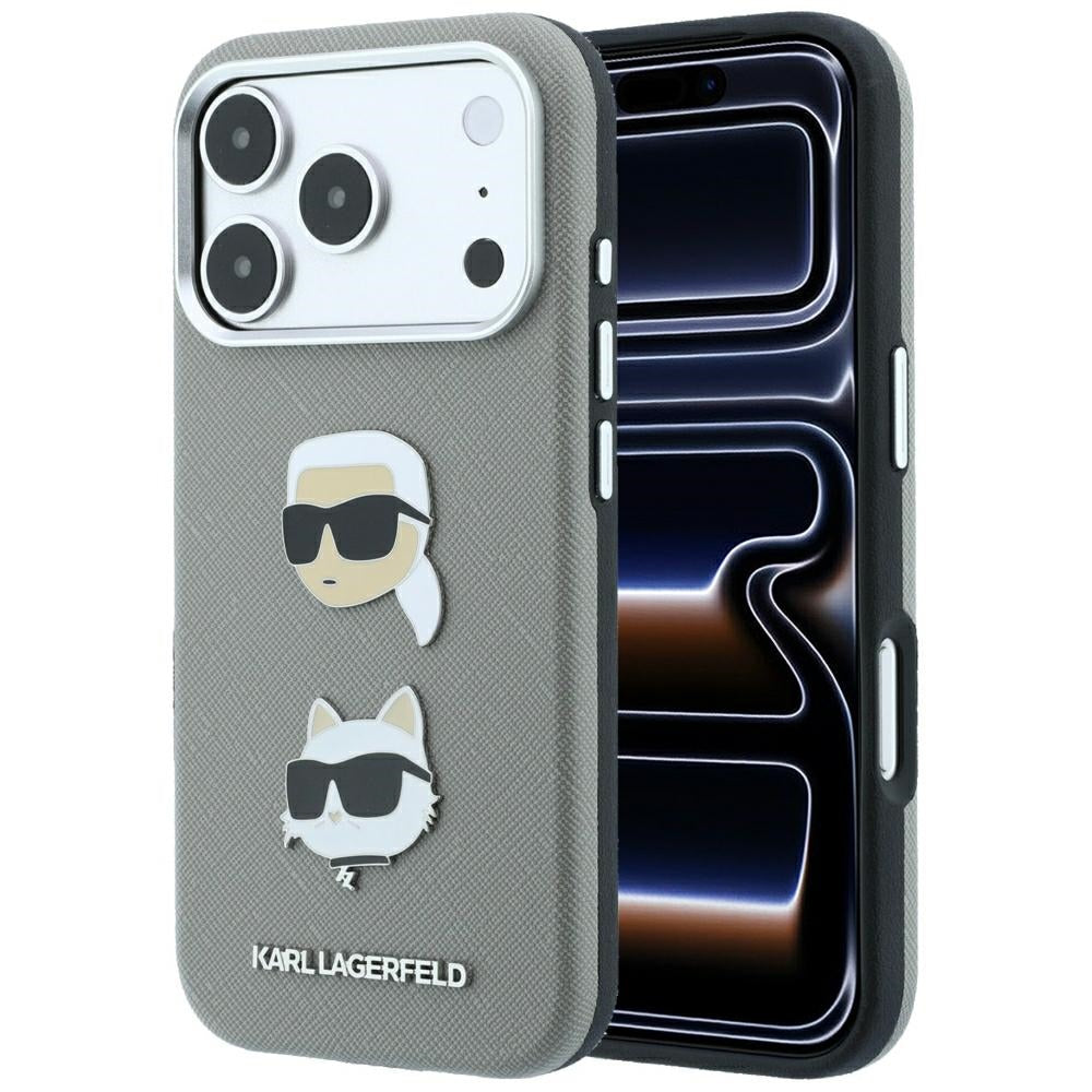 Husa de protectie Karl Lagerfeld Saffiano compatibil cu iPhone 18 Pro / iPhone 17 Pro, Gri